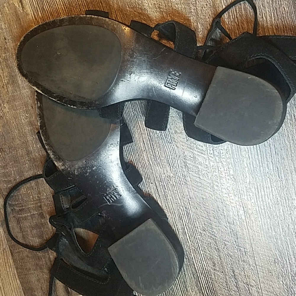 FRYE  Size 10 Gladiator Sandal Black Leather Lace up Short heel - Picture 6 of 16